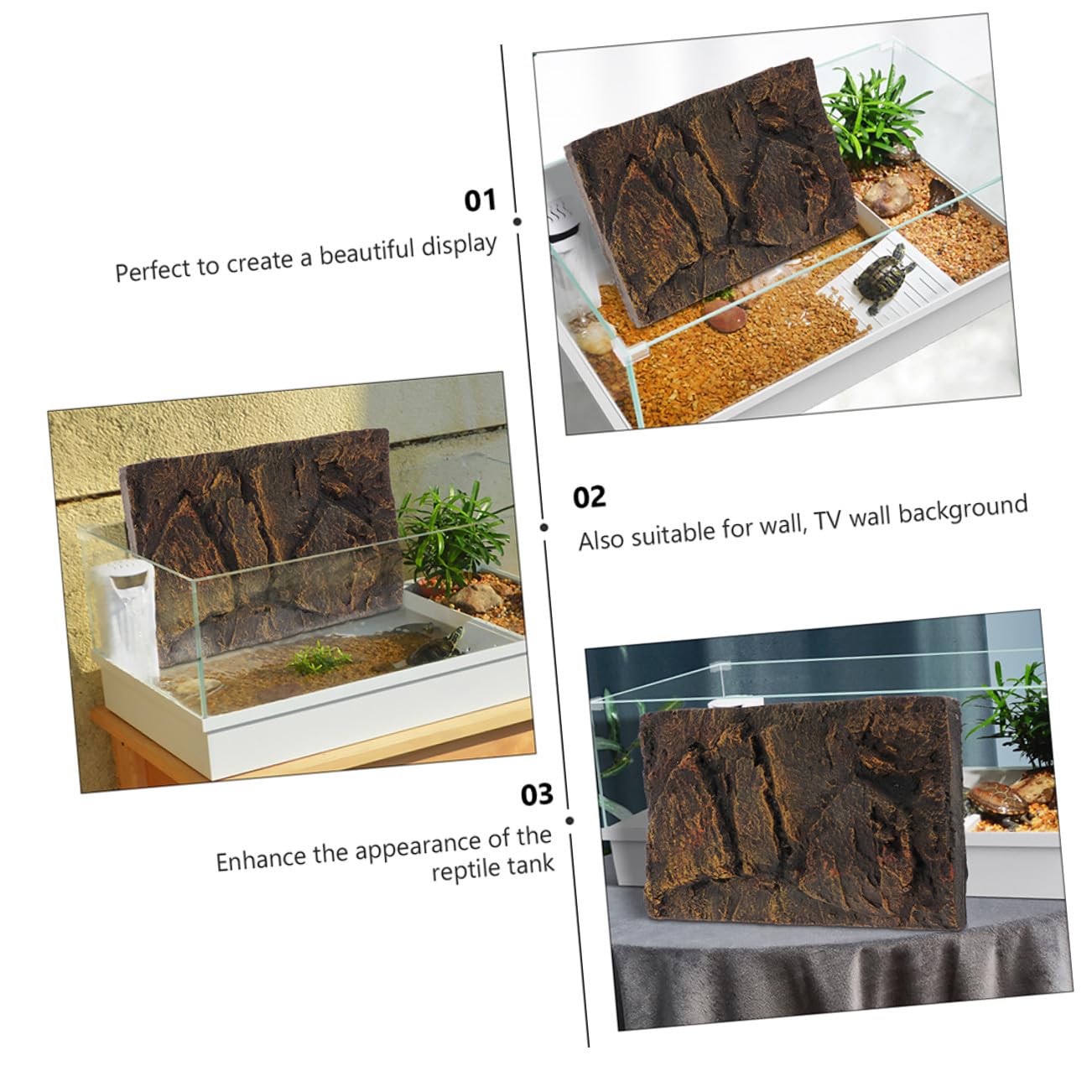 2 Pannelli Sfondo per Acquario Tartarughe in Materiale Pu 3d Altamente Realistico, Decorazione per Terrari Rettili, Adatto a Vasche per Tartarughe e Acquari di Piccoli Animali