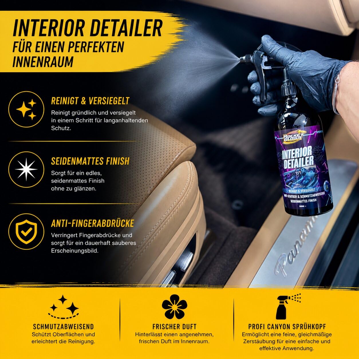 Set per la cura degli interni dell'auto, 14 pezzi, set per la pulizia degli interni dell'auto, per la pulizia degli interni dell'auto con profumo per auto e detergenti alcalini