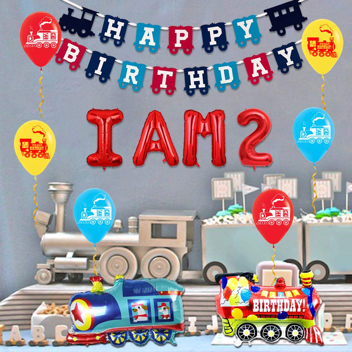 Buy Train 2nd Birthday Party Decorations Supplies for 2 Year Old Boy