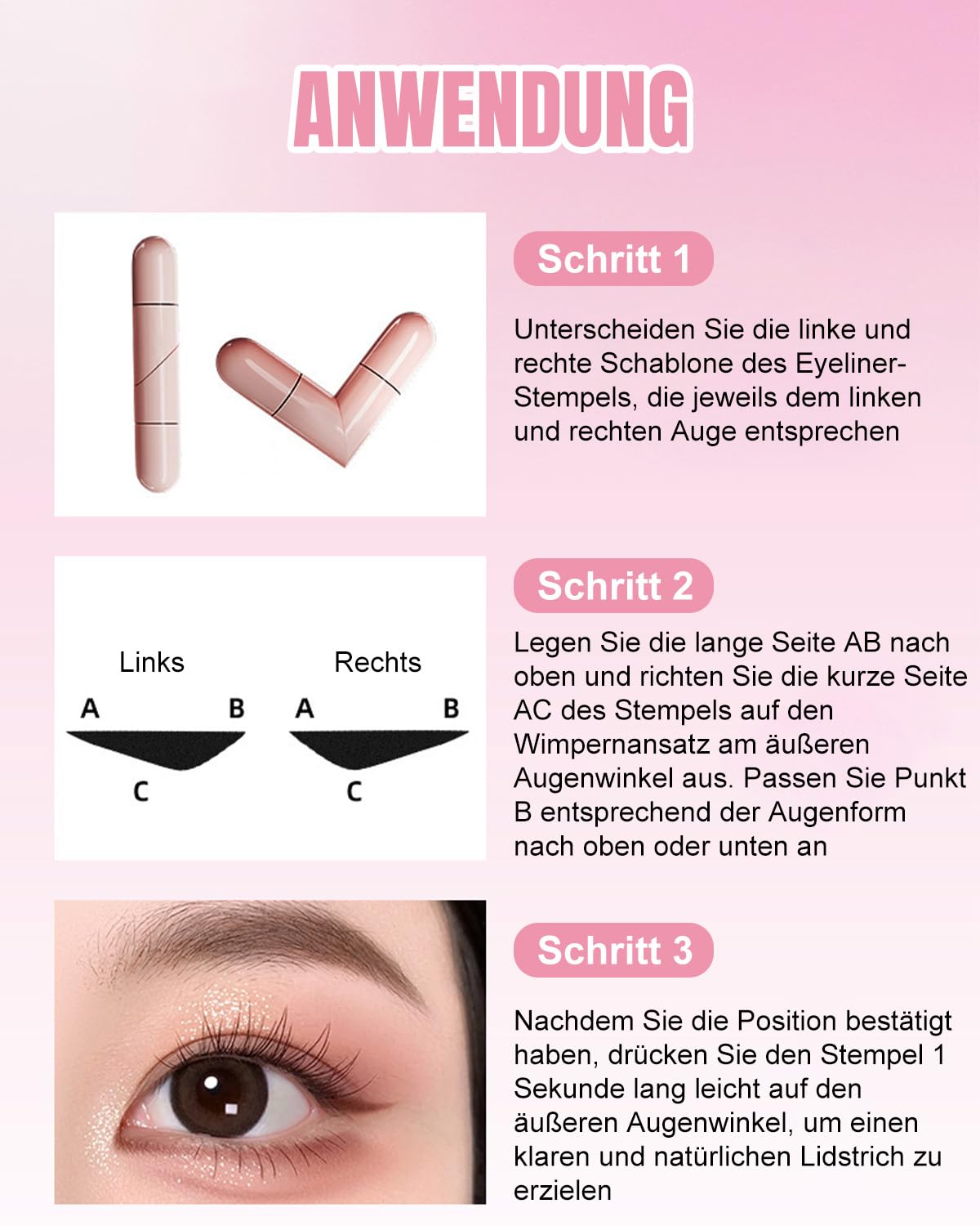 Stempel do eyelinera, wodoodporny, odporny na pot i szybkoschnący, naturalny i długotrwały, jednoprzyciskowy makijaż oczu na imprezę i w podróży