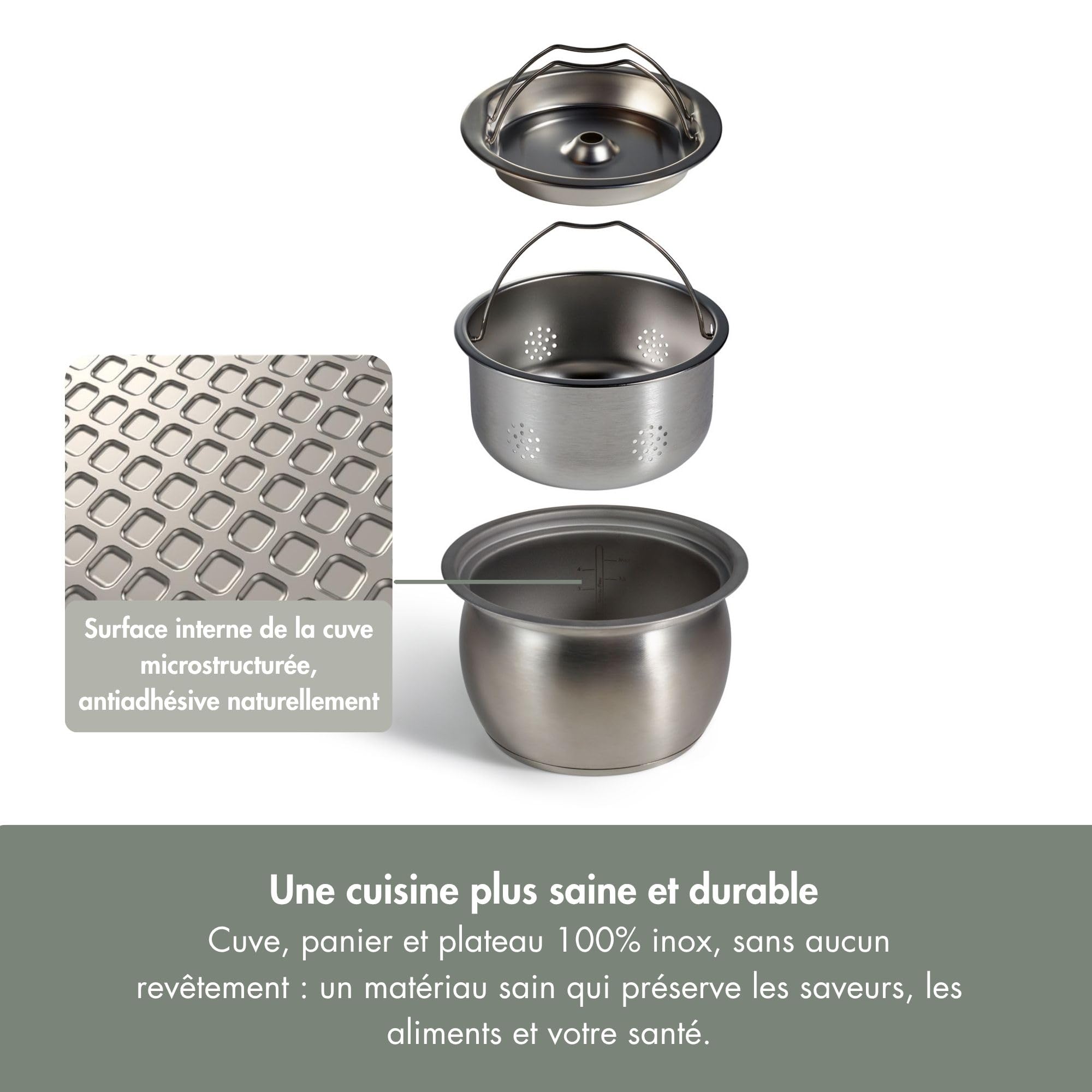 riviera&bar Cuiseur à Riz Low Sugar – Réduction de l'Amidon – 5 Programmes de Cuisson – Cuve Inox Sans Revêtement – Maintien au Chaud jusqu'à 24 h – Compatible Lave-Vaisselle