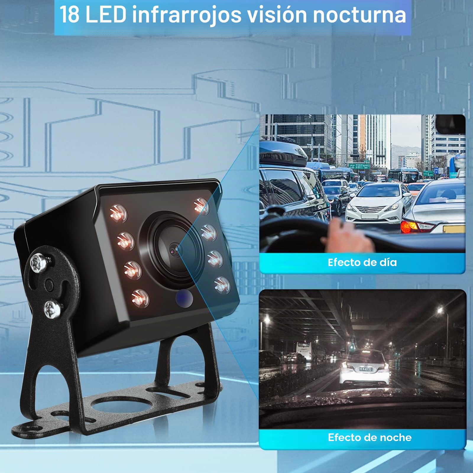 Hodozzy AHD & CVBS Cámara de Visión Trasera 4 Pin Cable Conector RCA, IP69 Impermeable Cámara Marcha Atrás 18 IR Visión Nocturna Cámara de Marcha Atrás para Coche Cámara 12V + 10 Metros Cable