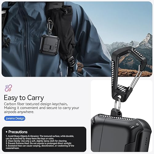 Miniatura 6 de Funda para AirPods 4 (2024) con soporte para teléfono, (con interruptor automático a presión) Funda de protección de diseño de fibra de carbono para