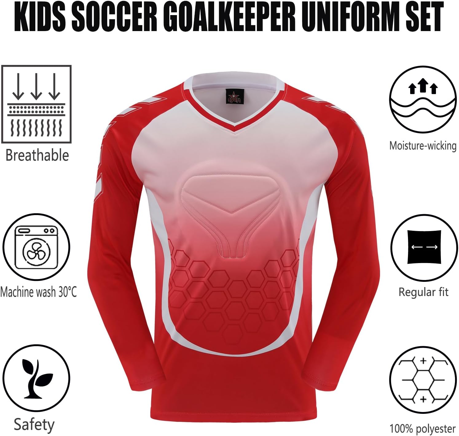 Kids Soccer Goalie Jersey and Shorts,Youth/Boys Long Sleeve Shirt Soccer Goalkeeper Jersey - Image 4