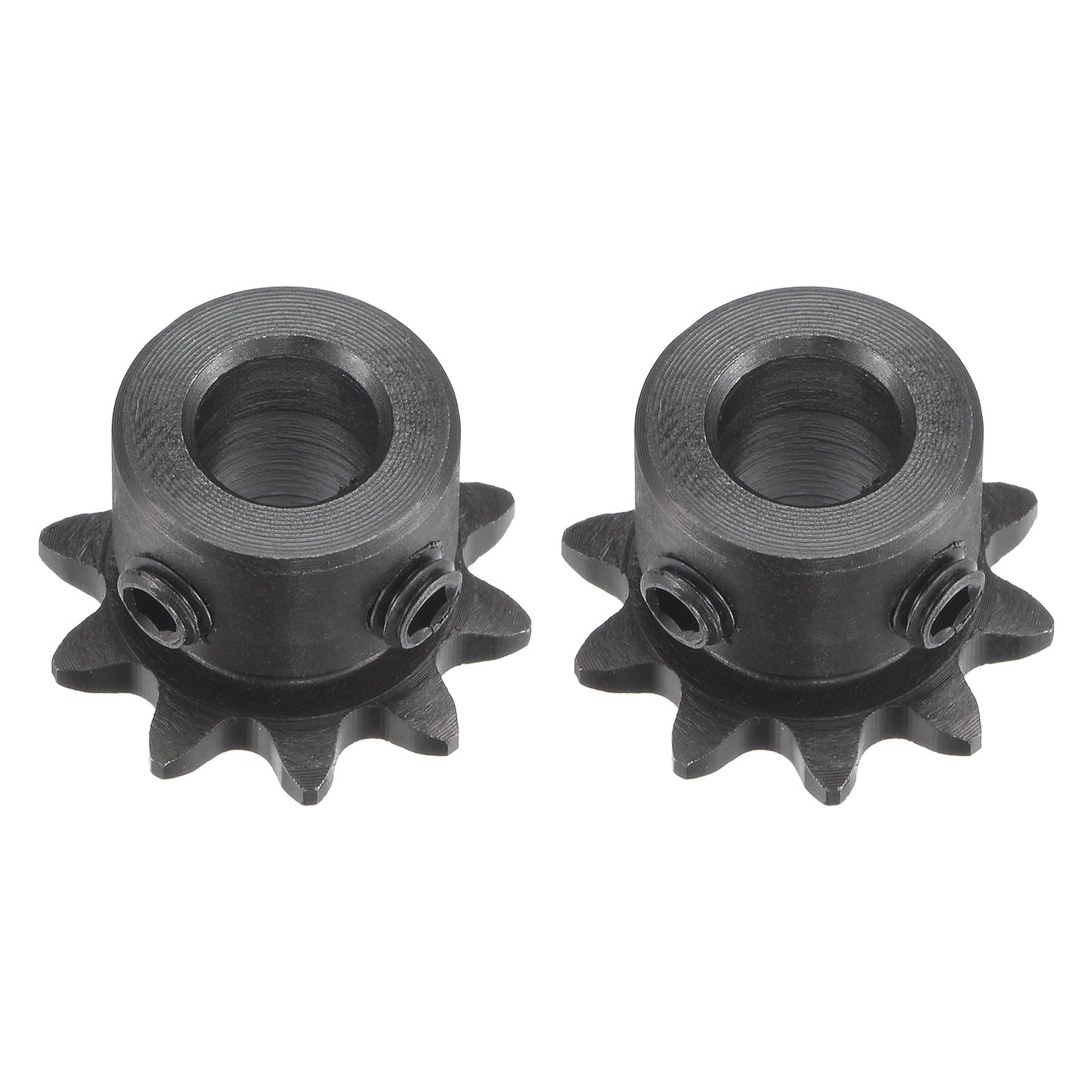 sourcing map#25 Chain Roller Sprocket, 8mm Bore 1/4" Pitch 10 Tooth Single Strand Chain Sprocket, C45 Carbon Steel 25 Roller Chain Sprocket with Set Screws for ISO 04C Chain, 2Pcs