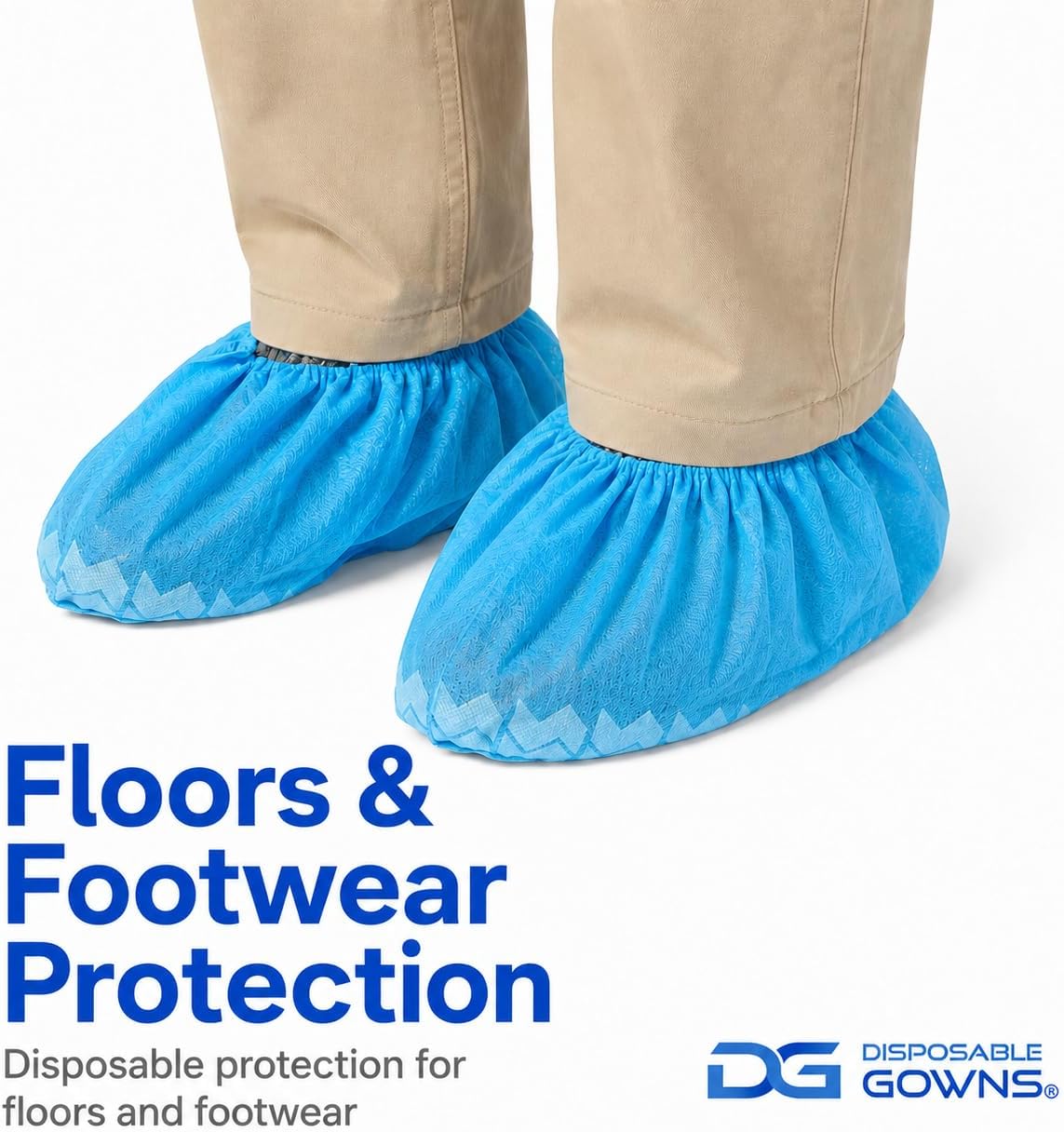 DG DisposableGowns® — Slip-Resistant Shoe Covers - 100 Pack (50 Pairs)
