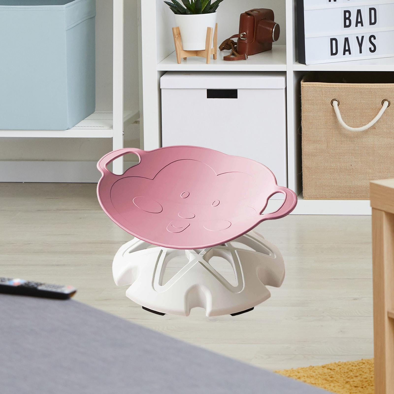 Colcolo Drehbarer Kinderstuhl, Sitz- und Drehfunktion, Spielstuhl für drinnen und draußen, sensorisches Spielzeug, drehbarer Hocker für Kleinkinder, Jungen, Rosa