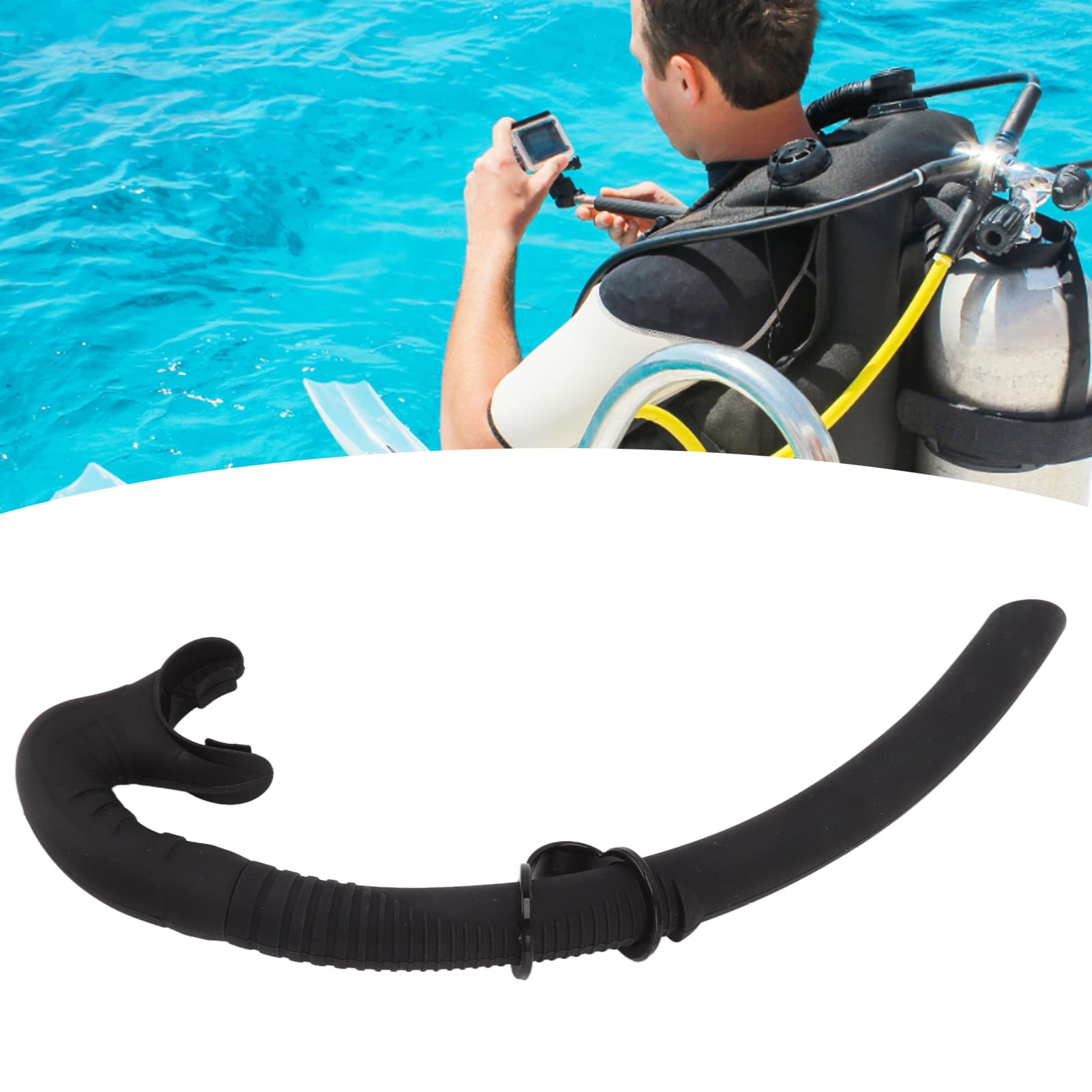 QANYEGN Dry Snorkel, Foldable Soft Moutiece Silicone Diving Snorkel for Spearfishing, Swimming, and Snorkeling(black)