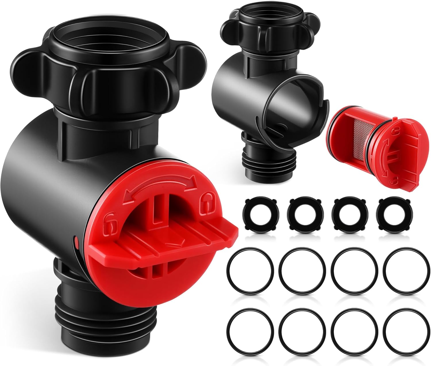 Enhon 4 Pack Inline Water Filter for Garden Hoses, Garden Hose Filter with Rubber Seal and Filt O Ring, 50 Mesh Stainless Steel Screen, High Flow 11 GPM, Max Pressure 120 PSI, Protects from Sediment