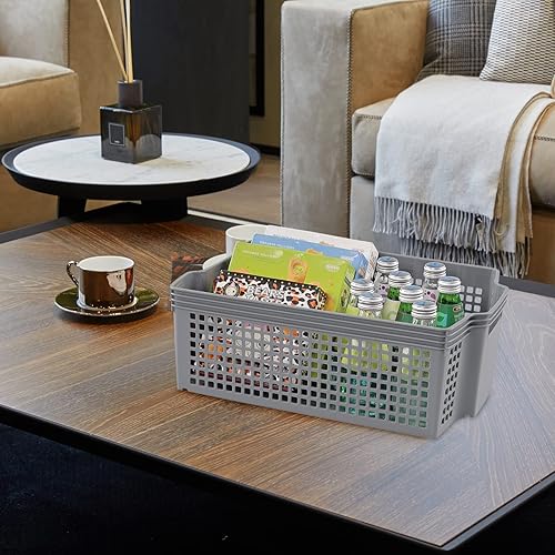 Miniatura 5 de Tstorage Cestas de almacenamiento apilables de plástico, cestas apilables de bandeja de plástico, paquete de 2