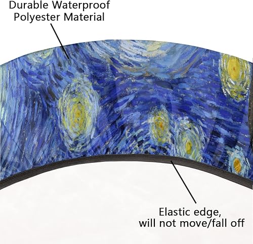 Miniatura 5 de Pardick Mantel redondo ajustable de noche estrellada, mantel redondo Van Gogh Art con bordes elásticos, mantel impermeable lavable para mesas de
