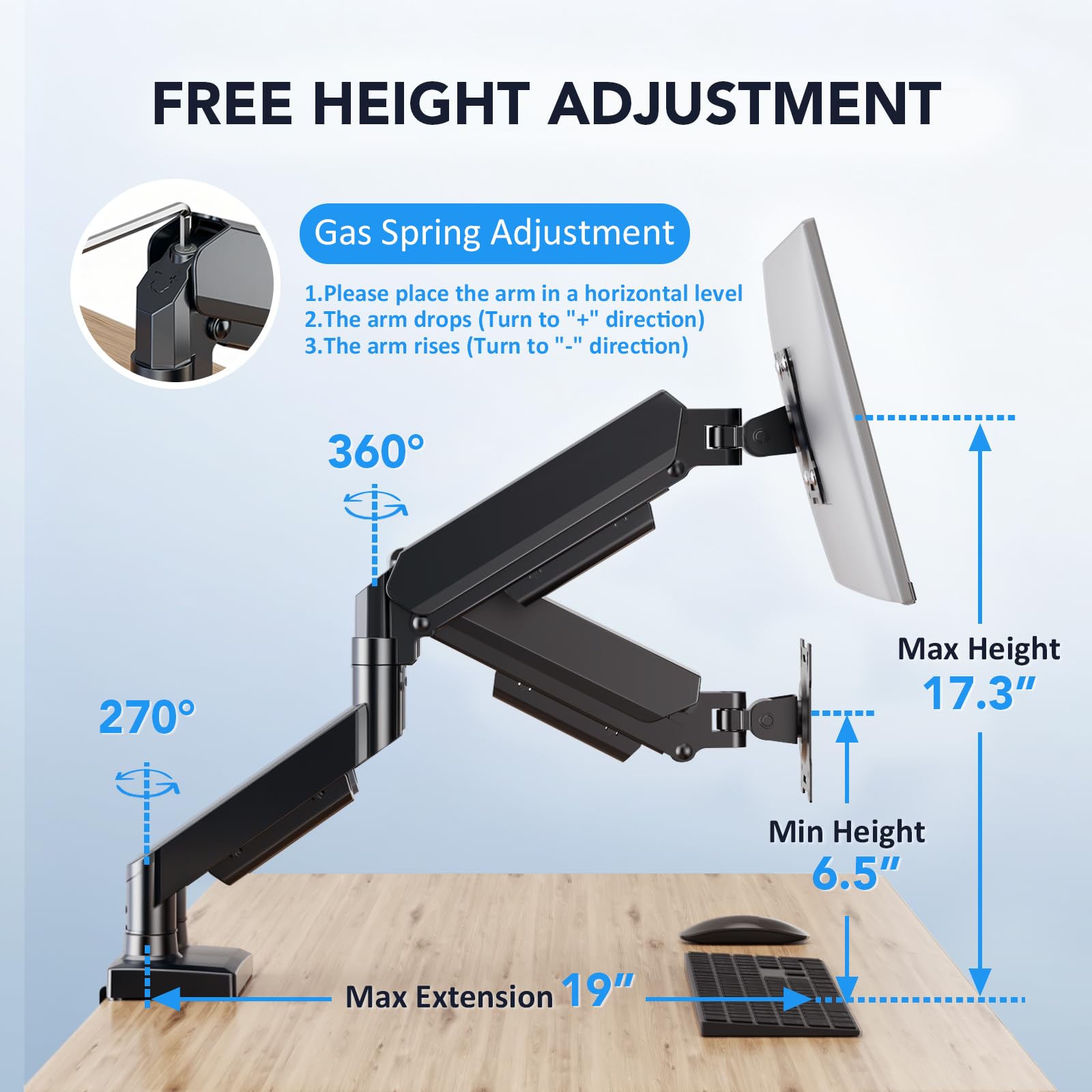 AX WABER Support Double Écran PC Bras Articulé Dual pour 2 Moniteurs 17-32" VESA 75x75/100x100 AX09DB201