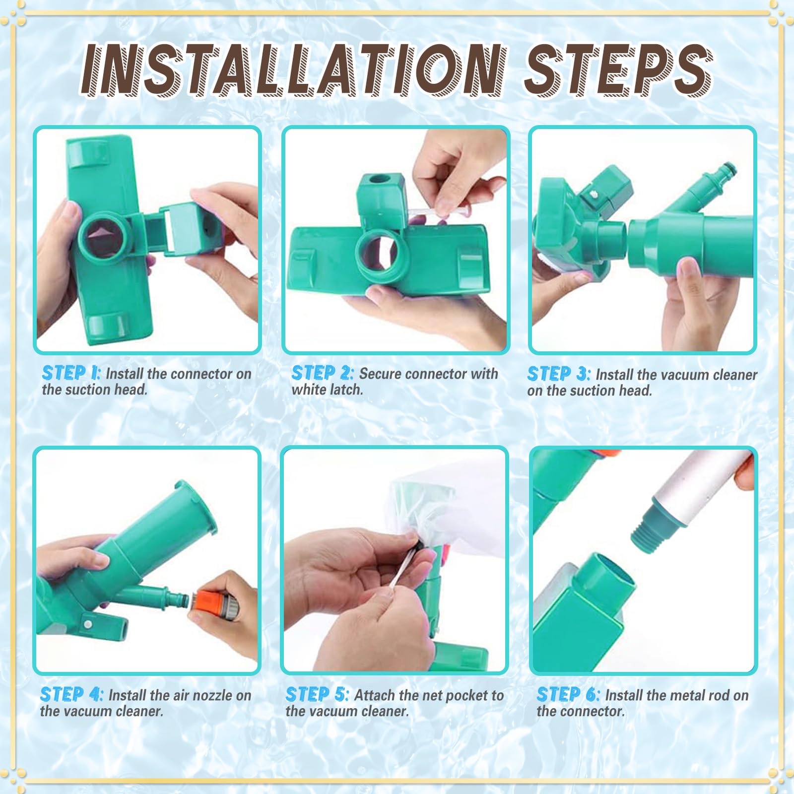 Limpiafondos Piscina Manual, Yanghad Aspiradora Manual Piscina, Removable Pool Bottom Cleaner con Bolsa Filtrante, Set Limpieza, para Piscinas, Spas, Fuentes, Bañeras de Hidromasaje(Verde)