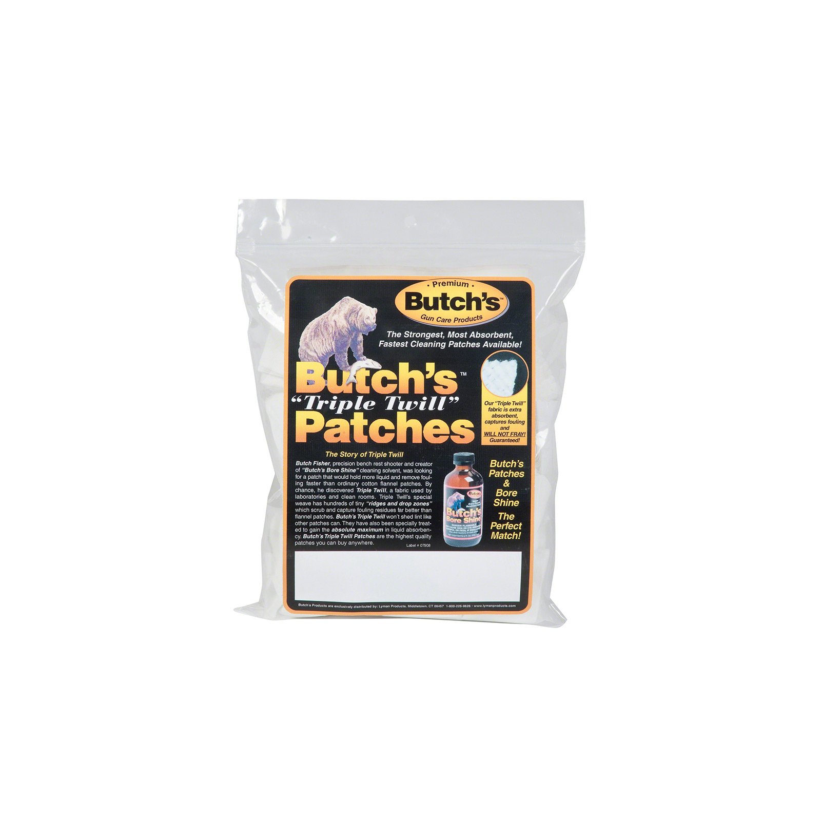 Butch's Triple Twill Gun Cleaning Patches 27 to 348 Caliber Square Cotton 750PK