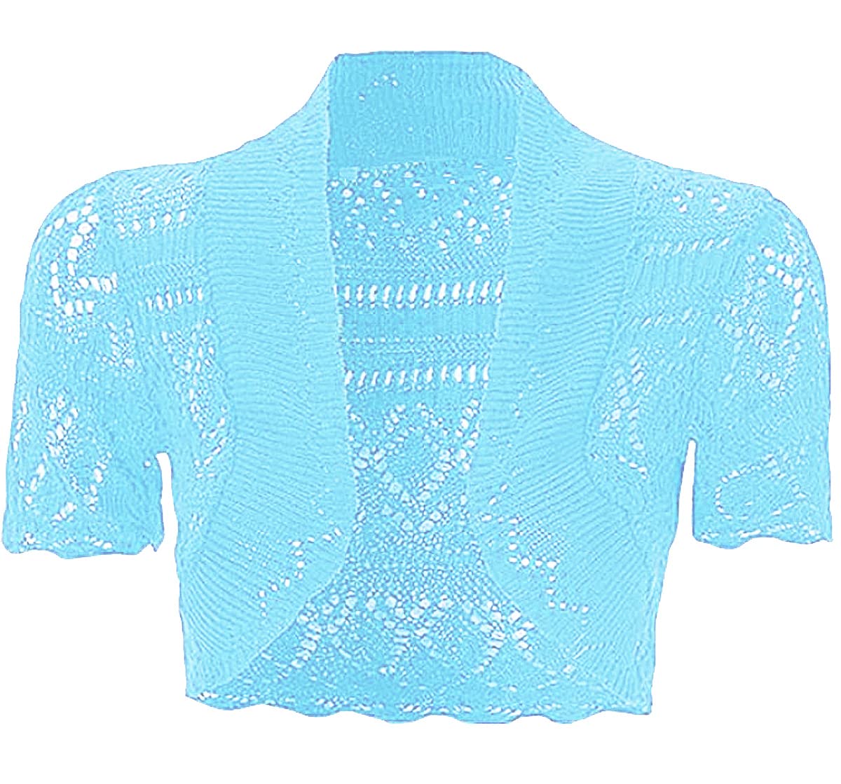 JM CLOTHING K19 New Kids Girls Short Sleeve Cardigan Shrugs Crochet Knitted Pointelle Bolero Jacket for Dresses Shrug Crop Top Sky Blue