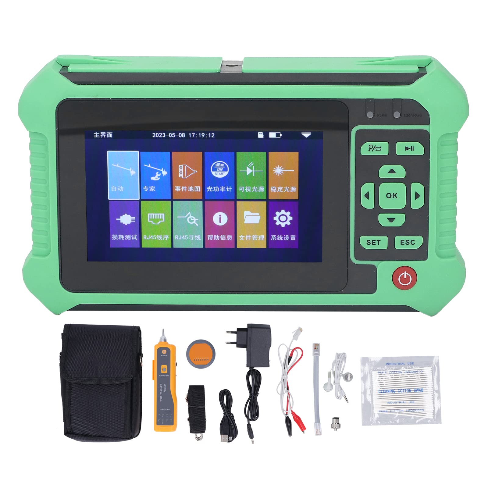 Puissance Optique OTDR 9 en 1, Compteur de Puissance Optique OTDR, Réflectomètre Optique dans le Domaine Temporel, Compteur de Puissance à Fibre Optique Portable 4.3,