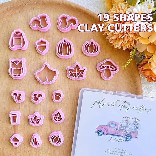 Miniatura 4 de Keoker Cortadores de arcilla polimérica de otoño, cortadores de arcilla de calabaza para hacer aretes, 19 formas de arcilla de otoño (todos)