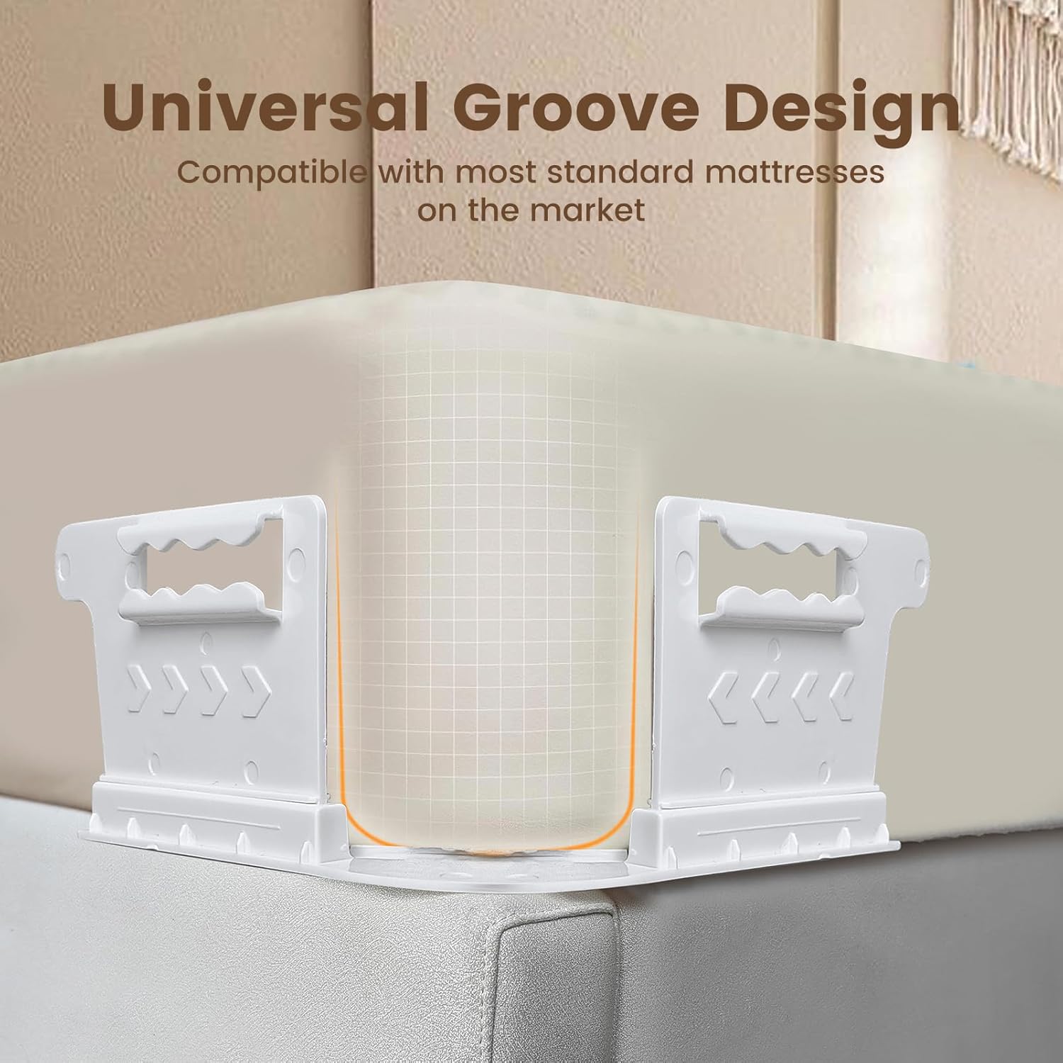 Bed Sheet Holders for Corners, Sheet Holders Keep Sheets Firm & Tight - Lock Fitted Bed Sheet Holder 4PCS, Sheet Straps for All Sheet Mattress Sizes Easy Installation White & Gray