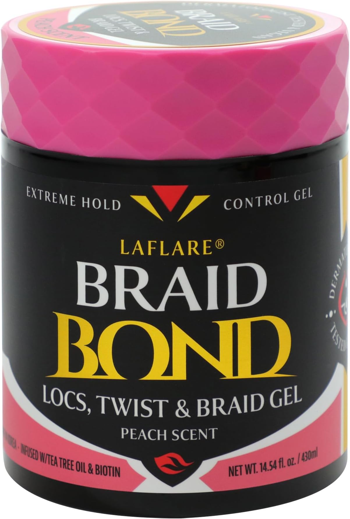 Laflare 430 ml Braid Bond Gel Bulk Extreme Hold for Natural & Kids Hair, Vegan, Nourishing, Braiding Hair, Twist Hair (Peach)