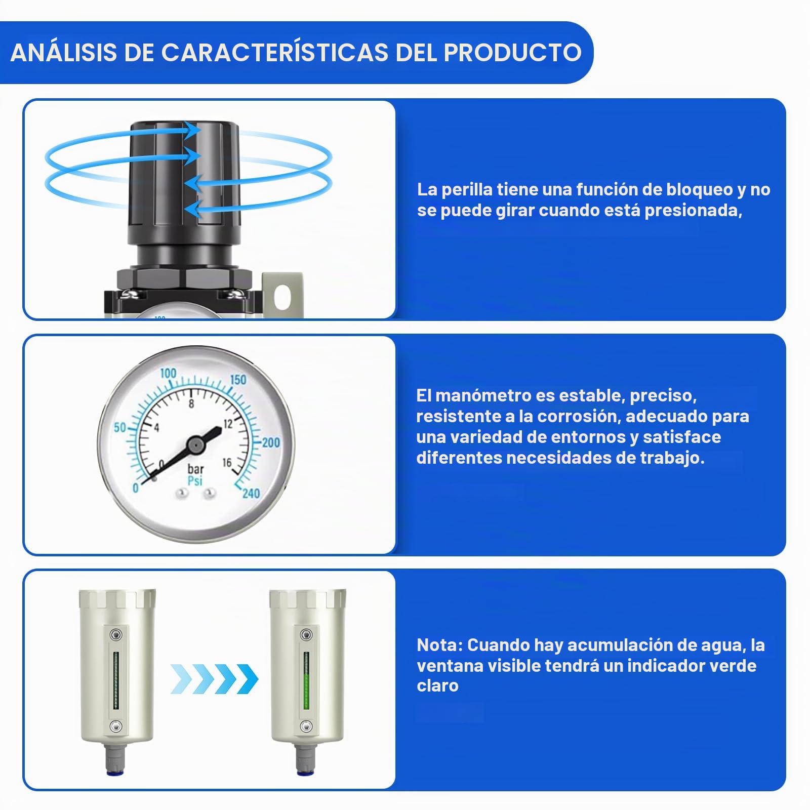 Secador de aire para compresor de 4 etapas NPT de grado industrial de 3/4 pulgadas, sistema separador de agua para cortador de plasma y spray de pintura, sistema de 3 filtros y 1 secadora, drenaje