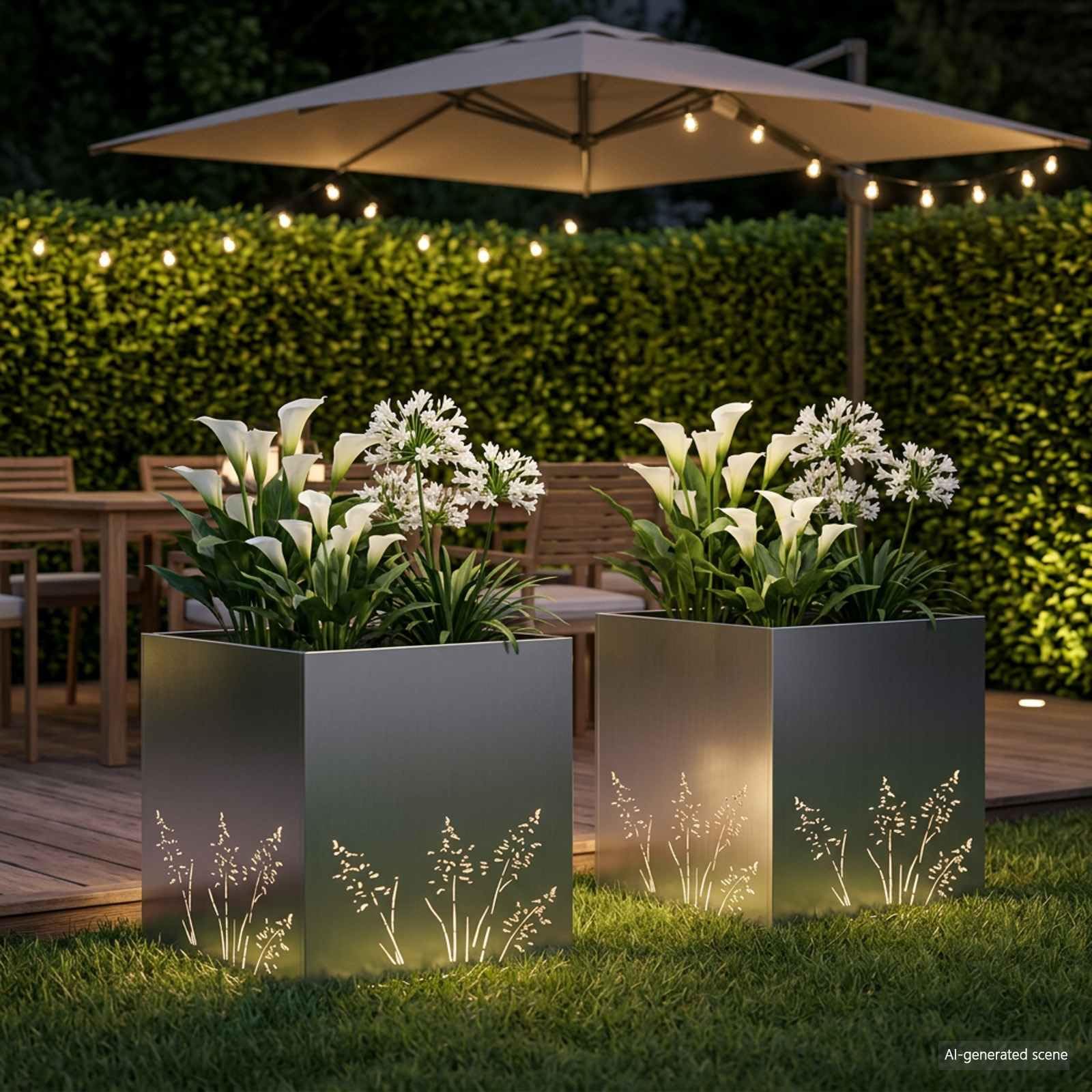Genérico Macetero de Jardín 2 uds. Plateado 50 x 50 x 49 cm,Casa y jardín,Maceteros y jardineras,13.8 kg-8005803