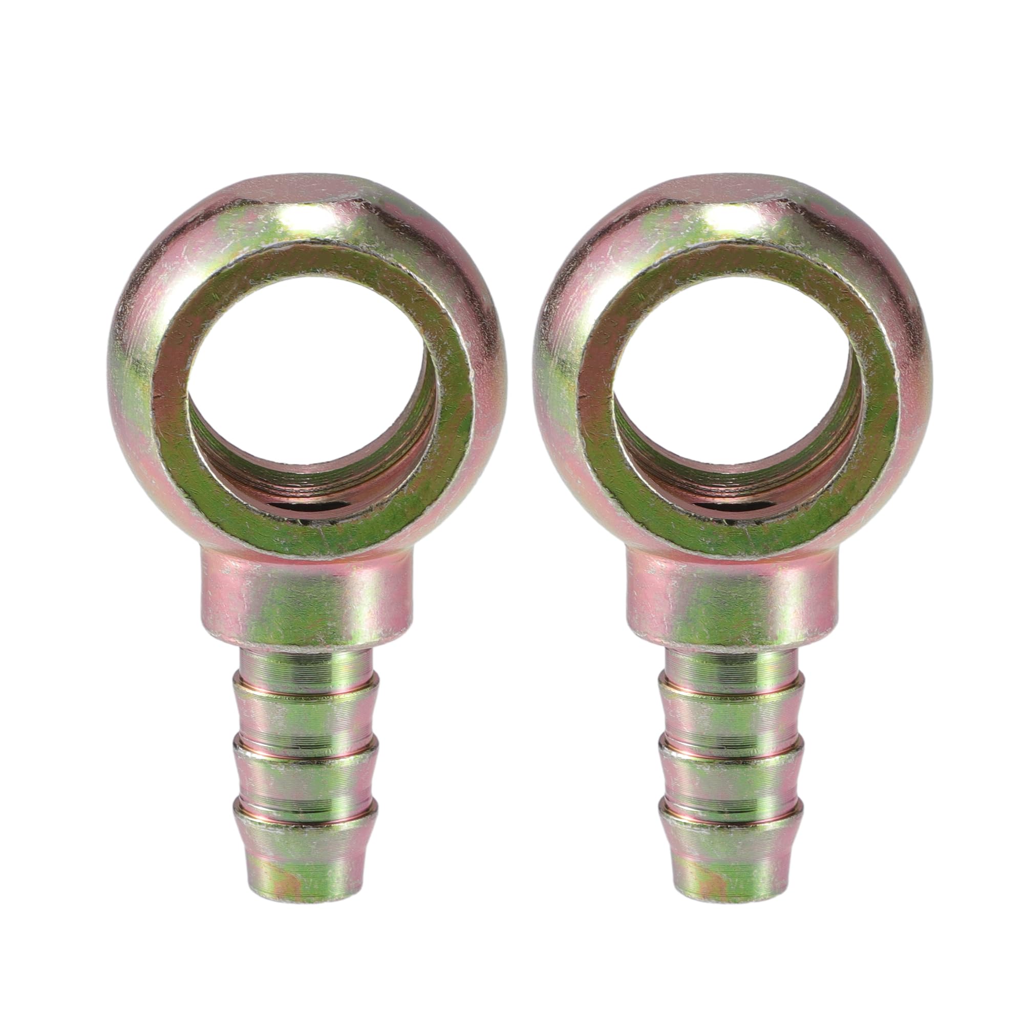 A ABSOPRO Universal Banjo Bolt 18mm ID 12mm OD Banjo Bolt Hose Barb Fitting Adapter Replacement for Motorcycle Car Metal Bronze Tone (Set of 2)