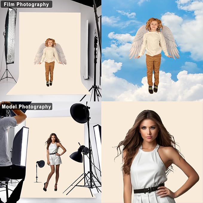 Fondo Fotográfico Crema 7x10 Pies para Sesiones de Fotos miniatura 3