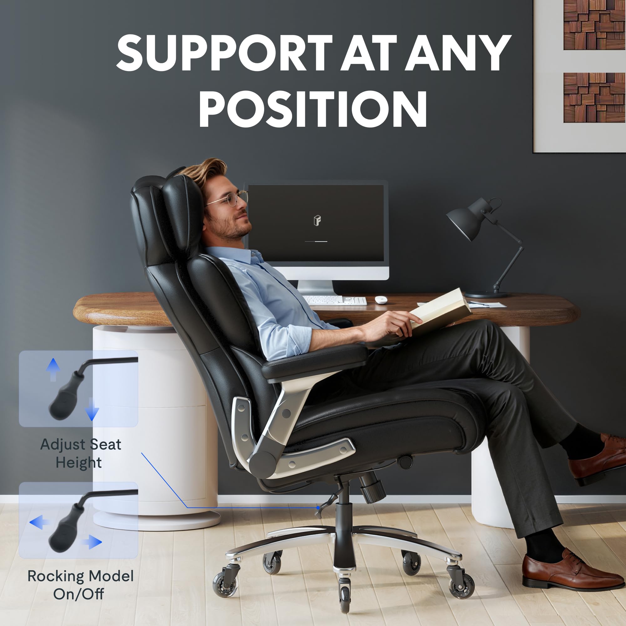 FLEXISPOT 600lbs Big and Tall Office Chair for Heavy People Heavy Duty Computer Desk Chair with Dynamic Lumbar — view 9