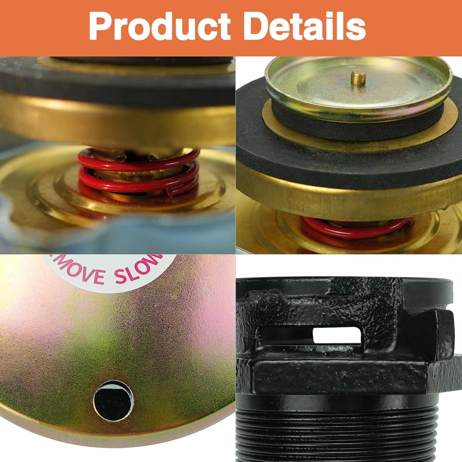 Transfer Tank Vented Cap with Iron Base Kit Diesel Fuel Tank Cap with 2" NPT Threaded Neck for Fuel Diesel Transfer Truck Tool Box Gold