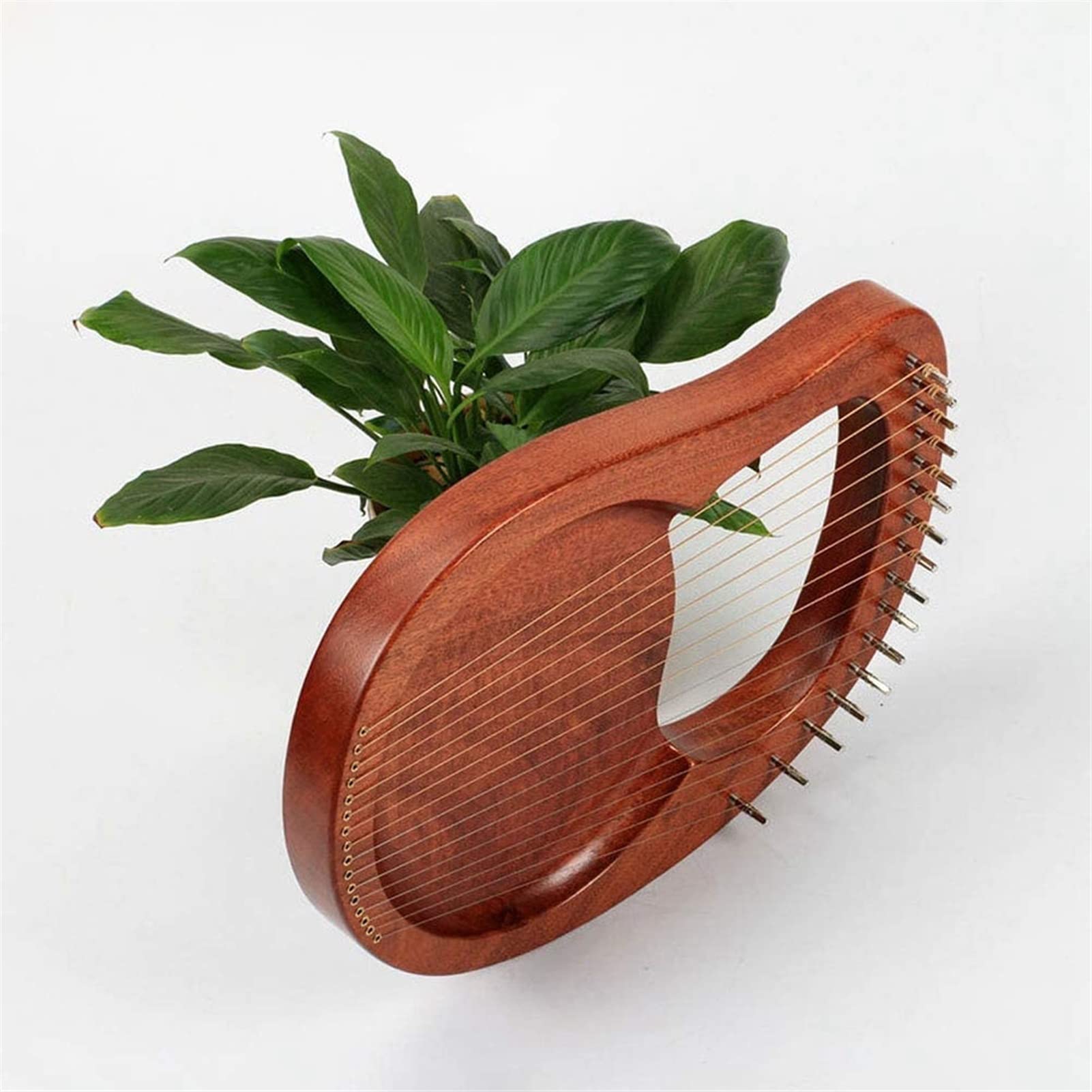 TSTS Lyre Instrument Mahagoni 16 Saite Holz Lyre Harfe Metallsaiten Massivholz String Instrument Mit Tuningschlüssel