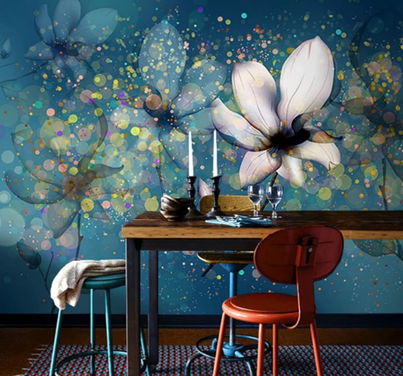 XLMING Creative Three Dimensional Dark Cool Tones Flowers 3D Wallpaper Luxury Silk Study Dining Feature Sofa Grey Bedroom Living Room Tv Decorative Wall-300cm×210cm