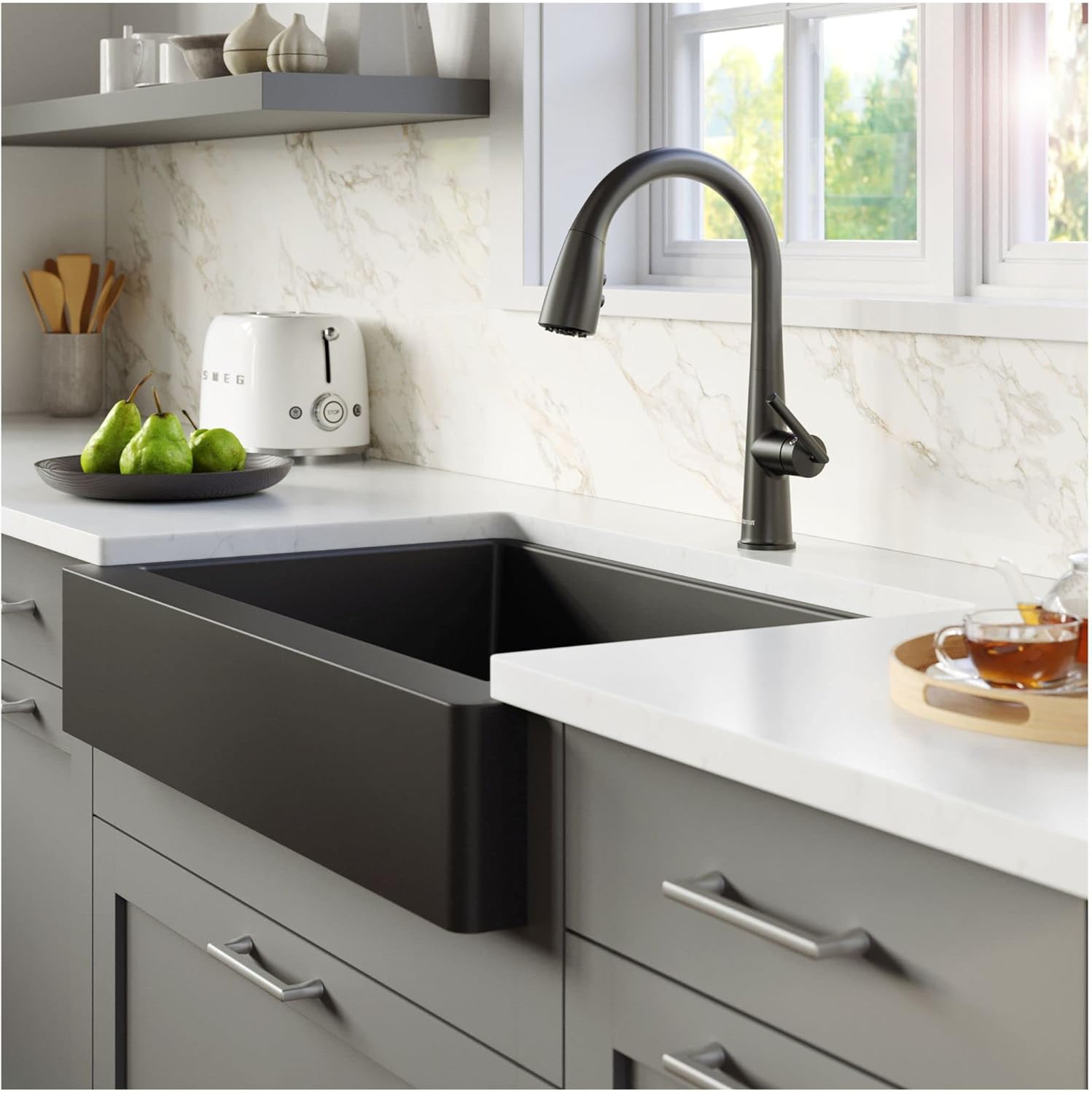 Karran Kentland One-Handle Pull Down Dual Function Sprayer Kitchen Faucet in Matte Black