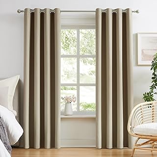 Melodieux Blackout Curtains for Bedroom Cotton Curtains 84 inch Length 2...