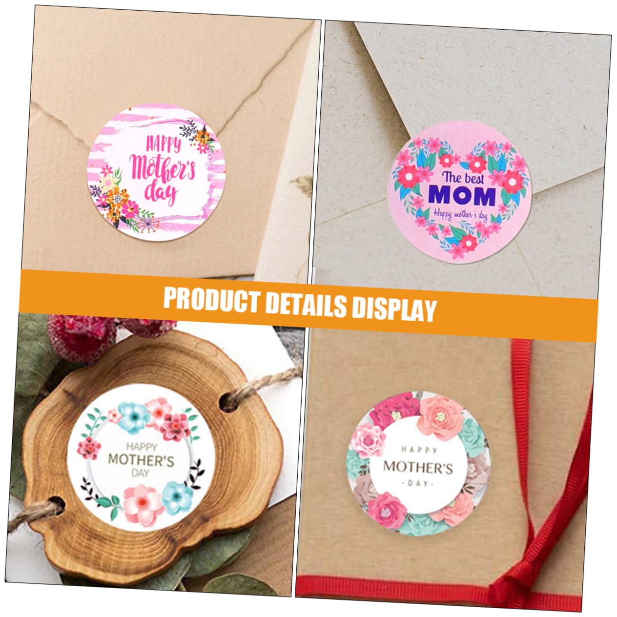 SHINEOFI 8rotoli Etichette Adesive Festa Della Mamma Di Stickers Decorativi Per Regali e Chiusura Buste Facili Da Rimuovere e Adatte Diverse Superfici