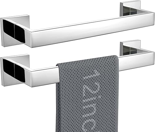 Paquete de 2 toallas de baño de 14 pulgadas accesorios de cocina y baño estante de toallas cuadrado grueso LANC ducha cromada soporte de toallas