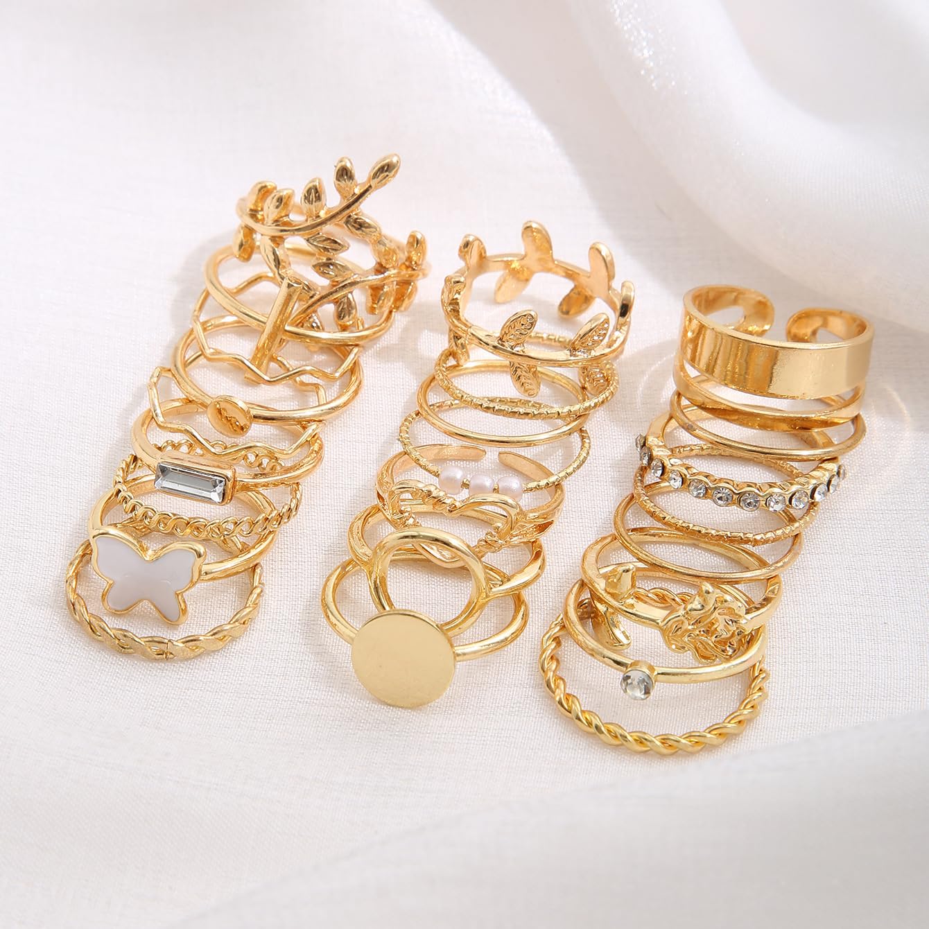 Shining Diva Fashion Set of 24 Latest Stylish Gold Plated Rings for Women and Girls (15206r) 2
