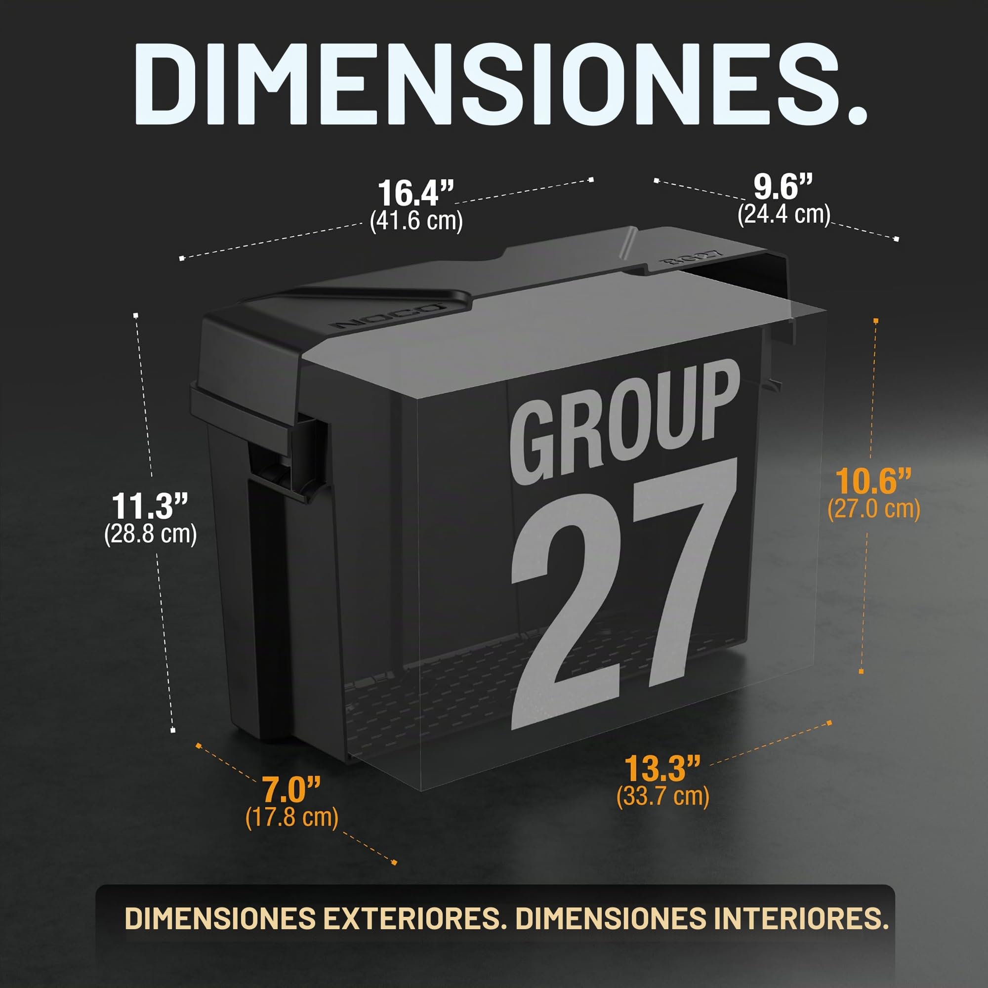 NOCO Snap-Top BG27 Caja de batería, grupo 27, caja de batería de 12 V para baterías marinas, automoción, RV, barco, cámper y remolque de viaje
