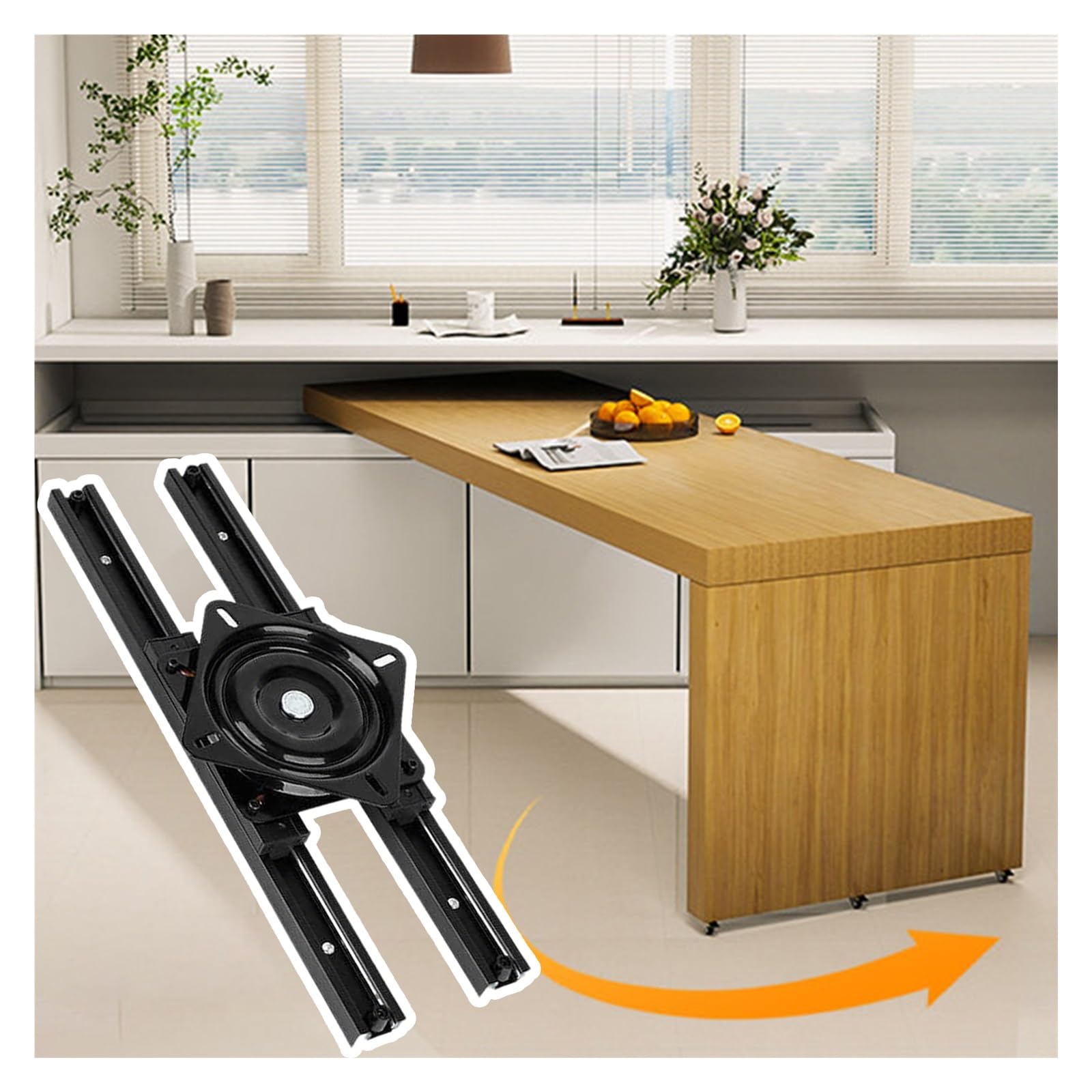 Rieles deslizantes giratorios para mesa de comedor, rieles de mesa extraíbles, accesorios de riel de guía de mesa extensible