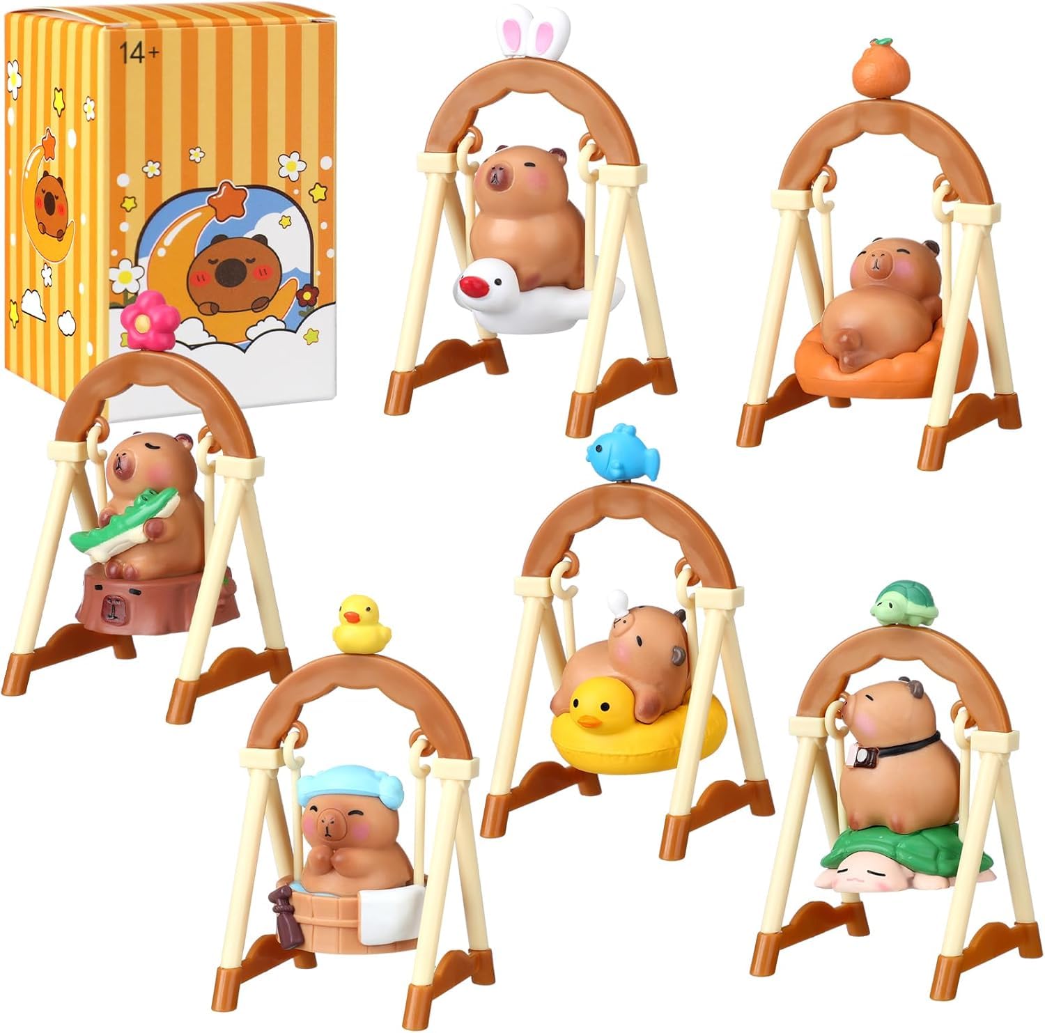 HATFRYF Capybara Blind Box, 1PCS Animal Series Mini Figure Mystery Box Random Design Toys Cute Cartoon Animal Figures Sealed Blind Box Toy Collectible Creative Capybara Gifts for Kids Birthday
