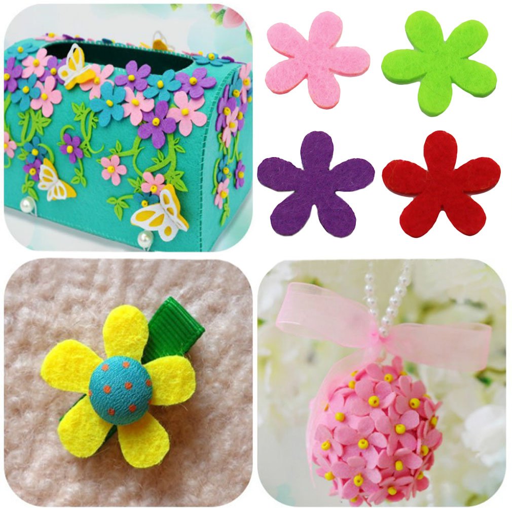 SOOKOO 5 Shapes 150 PCS Felt Flowers Fabric Flower Embellishments for DIY Crafts Sewing Handcraft, Assorted Color - Image 6