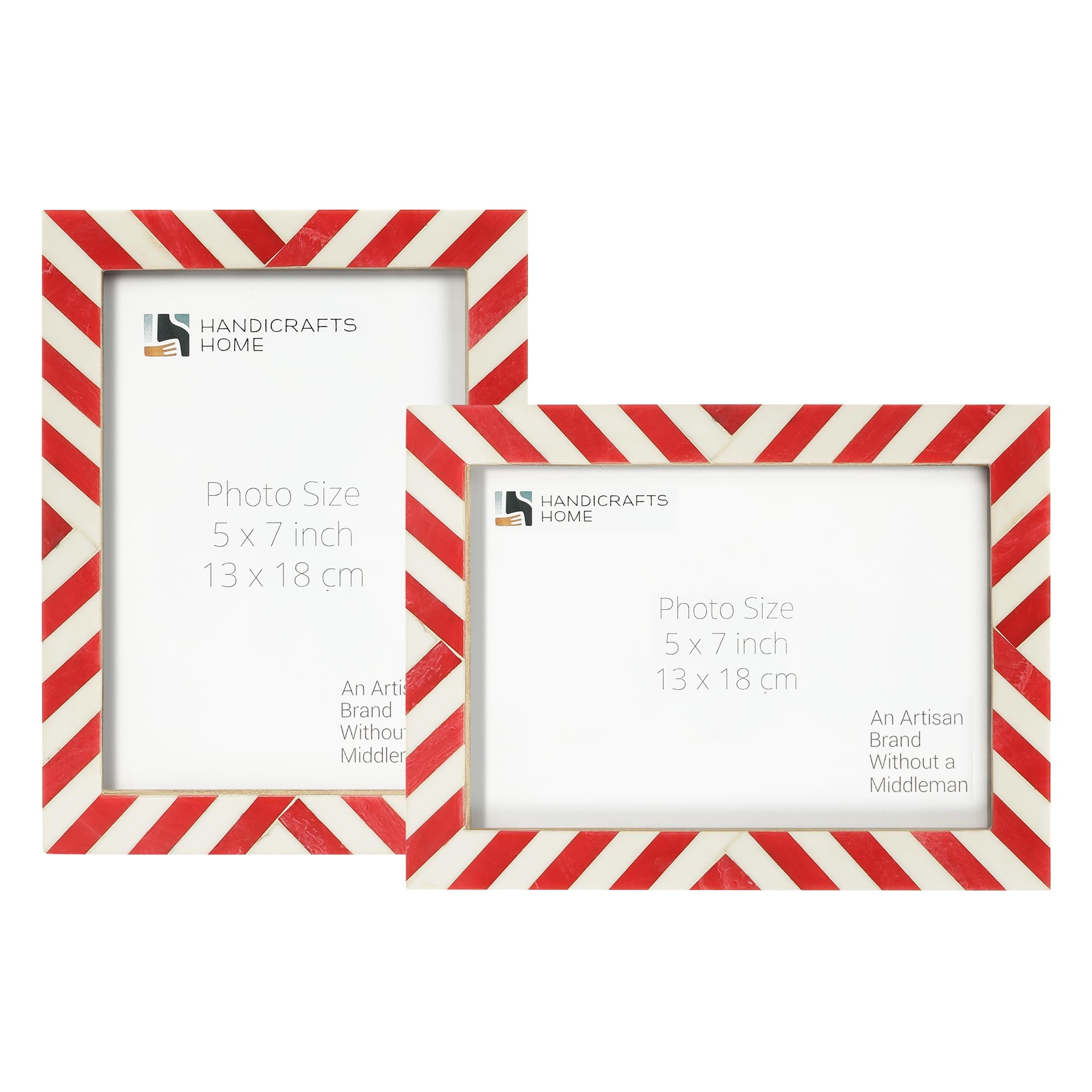 Photo 1 of Handicrafts Home Red & White Chevron Picture Frame Set (2 Frames, 5x7)
