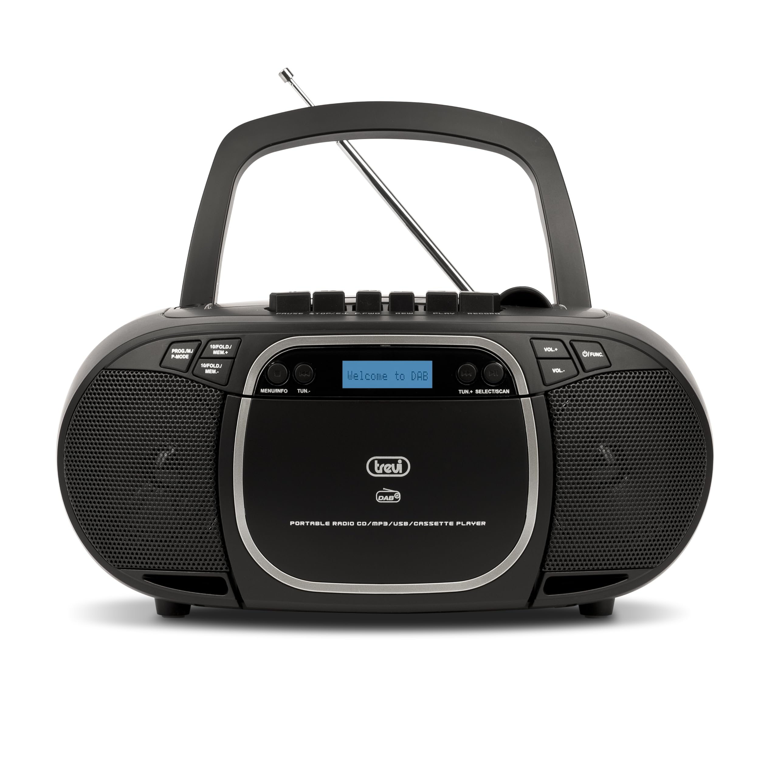 Trevi CMP 576 Stereo Portatile DAB FM, Boombox con Lettore CD e Musicassette, Ingressi USB, AUX-IN e Presa Cuffia