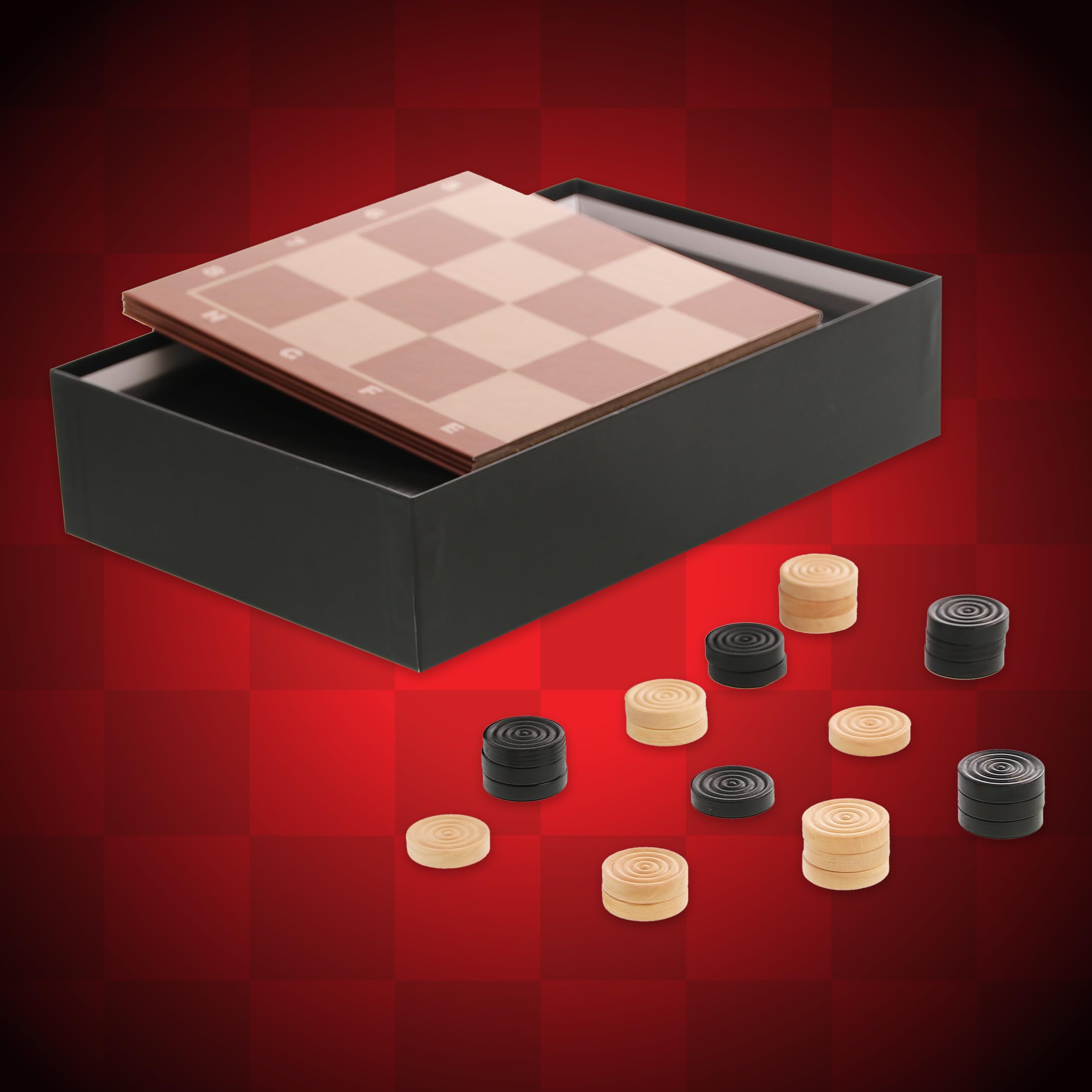 Goliath - Checkers - Jeu de Dames Premium pour Enfants dès 6 Ans - Plateau de Jeu Pliable - Pions en Bois - Prenez Les Pions de l'Adversaire - Stratégie et Réflexion - 2 Joueurs
