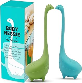 Lot de 2 infuseurs à thé - Infuseurs à thé à feuilles mobiles Baby Dinosaur avec manche long et joli corps de balle,Passoire à thé en silicone de qualité alimentaire et infuseur avec boîte-cadeau