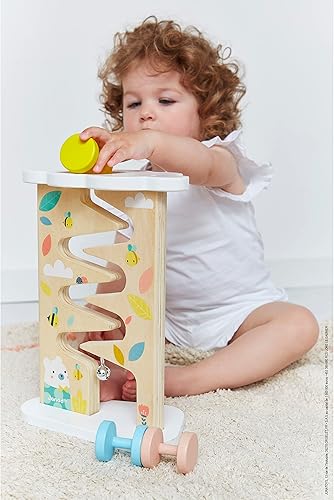 Miniatura 2 de Janod Pista de bolas de madera pura de abeja y oso pastel de 4 piezas, a partir de 12 meses, J05153