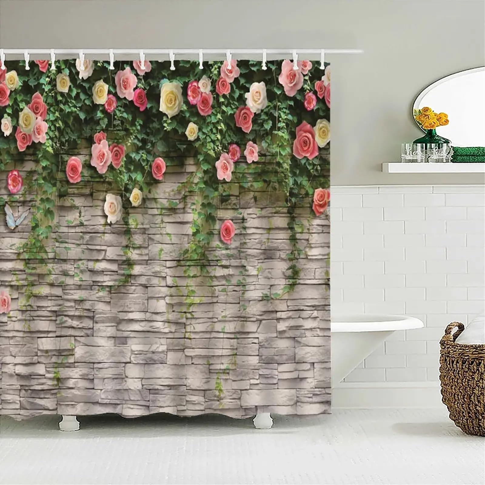 Rideau de douche extra longs pour baignoire 90x185cm fini l'eau au sol grâce au tissu étanche