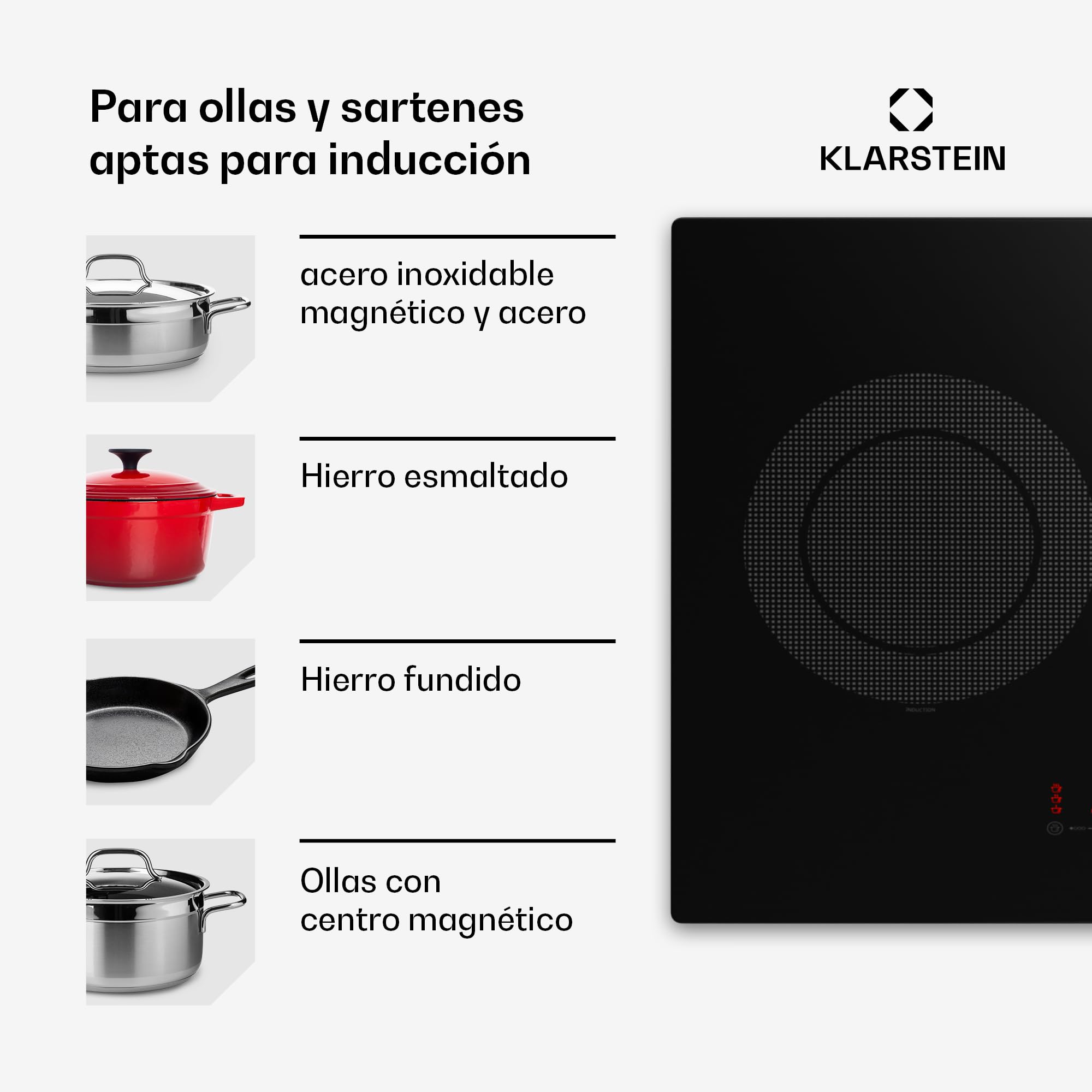 Klarstein Placa Vitroceramica, 5 zonas, Vitro Placa Induccion Bajo Consumo Zona Combinable, Placa Coccion Sobremesa 11600W, Control Táctil, Placas Vitrocerámicas Eléctricas