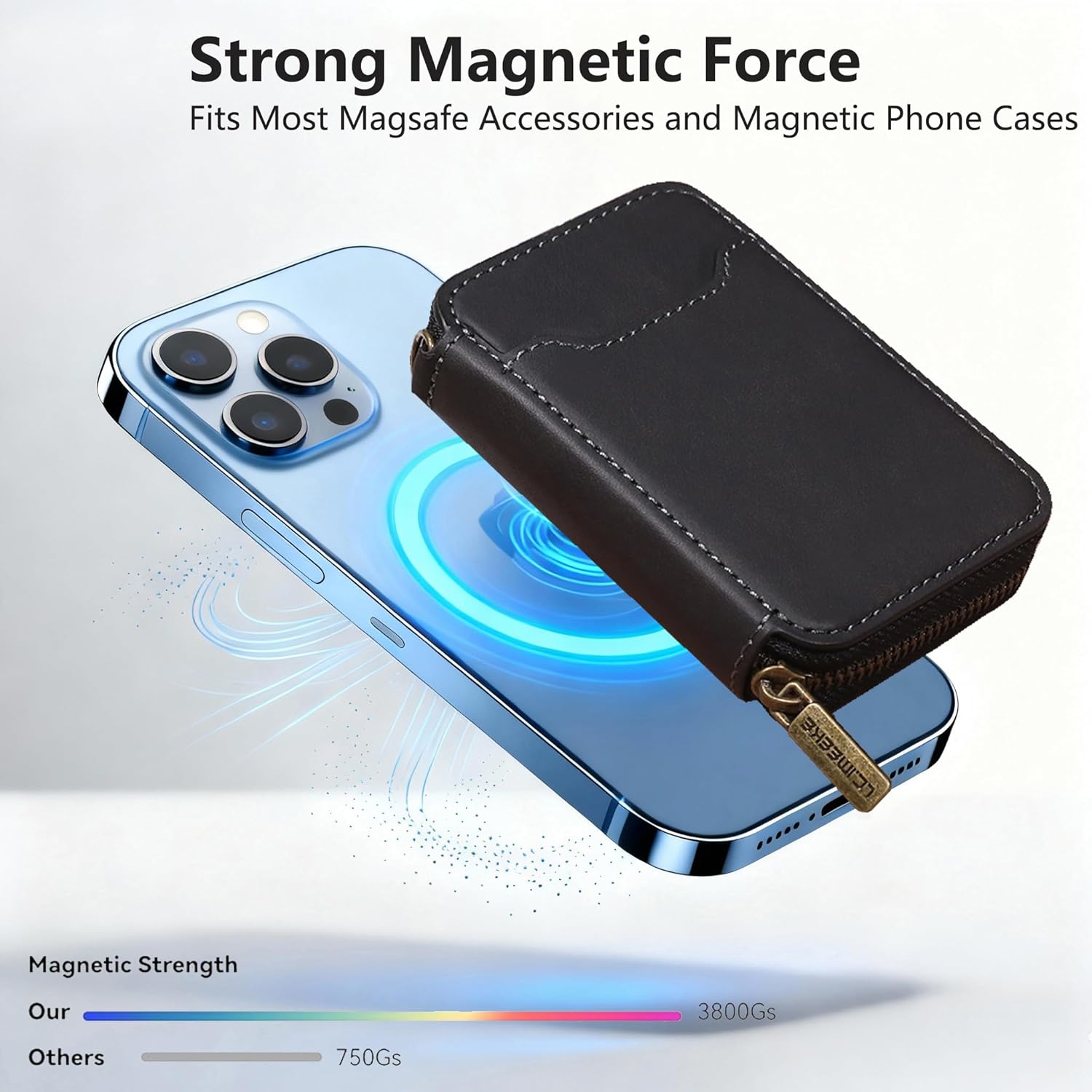 for Magsafe Wallet Magnetic Card Holder, PU Leather Phone Wallet Compatible with MagSafe Phones and Cases for iPhone17/ 16/15/ 14/13/ 12/ Pro/Max/Pl,Cell Phone ID Photo Album Holder with Zipper(Black) - Image 2