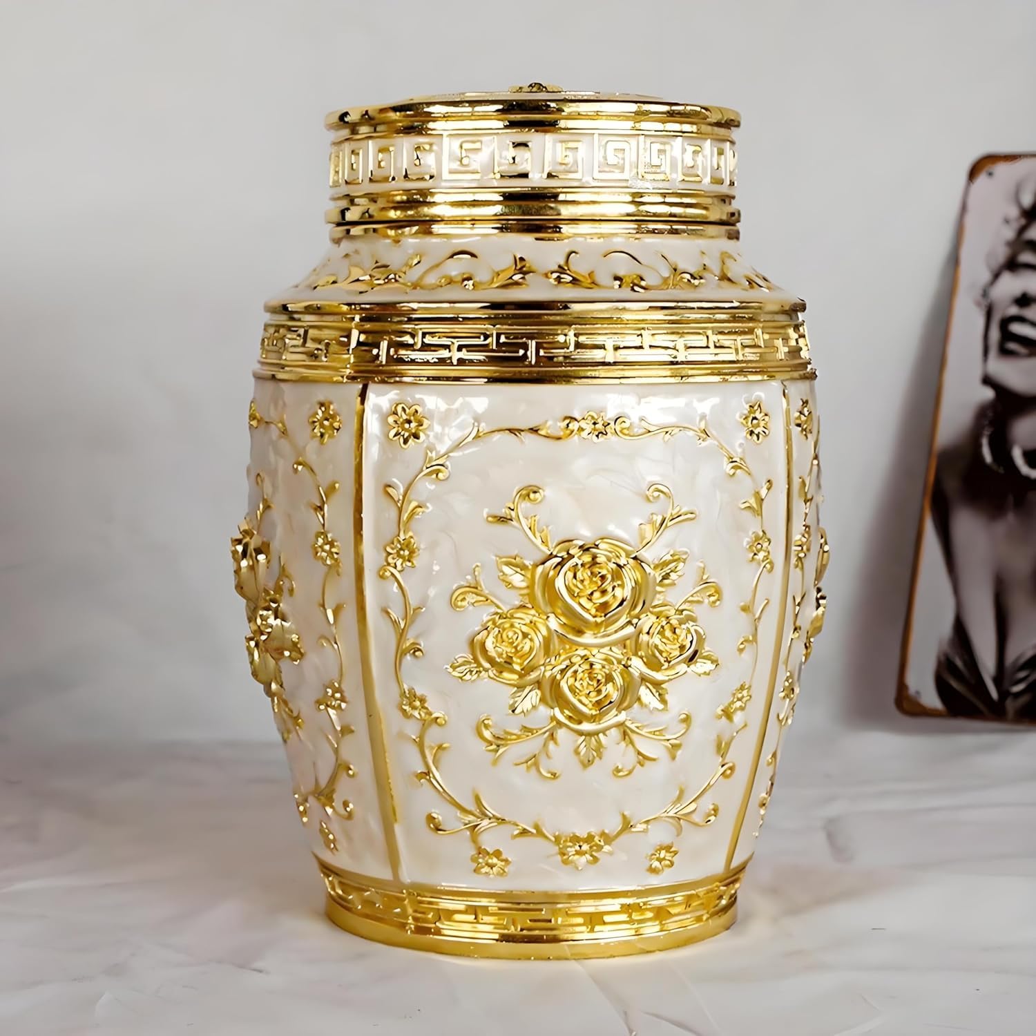 Pojemnik na herbatę w stylu vintage – hermetyczne przechowywanie w stylu chińskim z wytłoczonym wzorem róży, idealny dla miłośników herbaty, wystrój domu, prezenty na święta i Dzień Nauczyciela