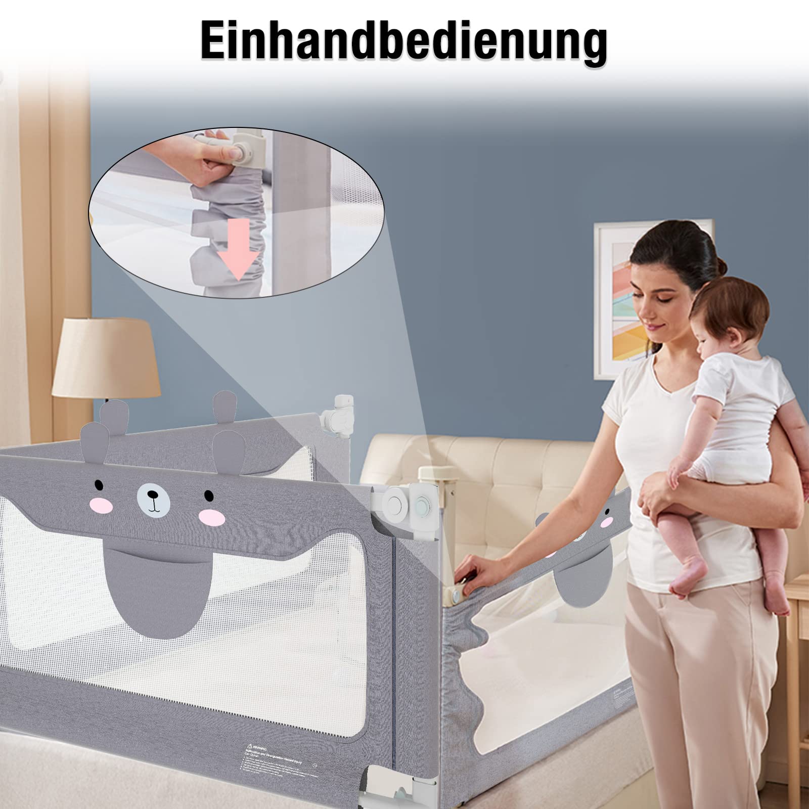 Willonin Bedhek, valbescherming, verstelbaar, voor kinderbed, hoogte